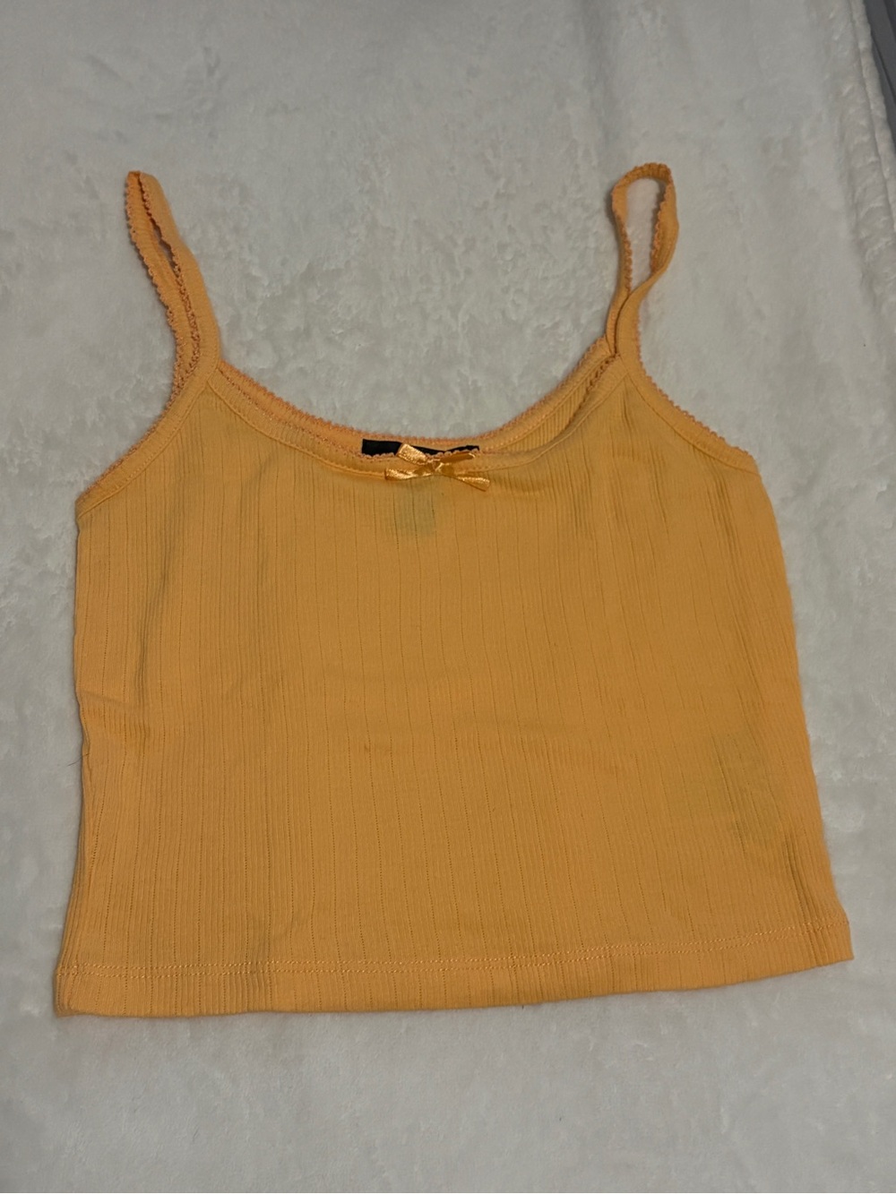 Forever 21 Pastel Orange Ribbed Spaghetti Strap Cami with Bow